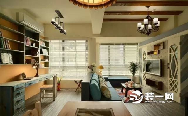 美式小户型房屋装修案例赏析 客厅书房一体设